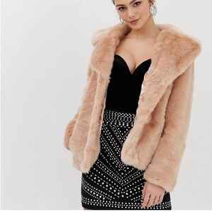 New! Pink Faux Fur Coat